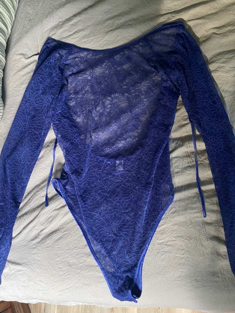 Parade Blue Lace Open Back Bodysuit